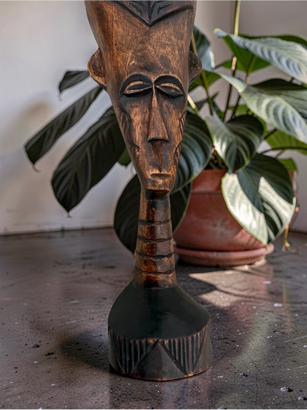 African Vintage Hand-crafted Wood Tribal Sculpture Made in Ghana